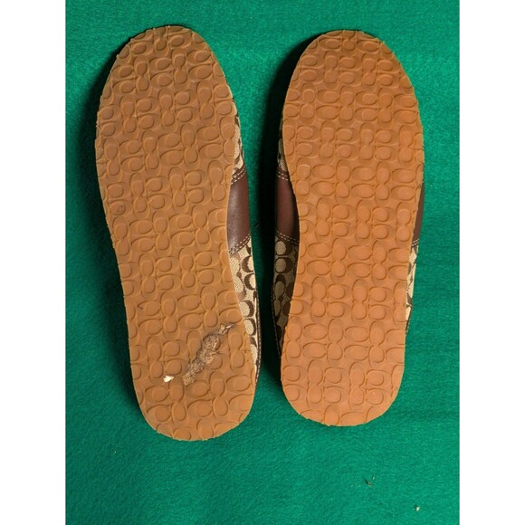 Coach Women's 8.5 M Brown Leather Nadia Slip On Signature Flats Monogram Mule - Picture 5 of 6